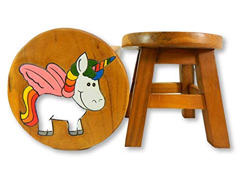 Childrens Wooden Stool - Baby Unicorn